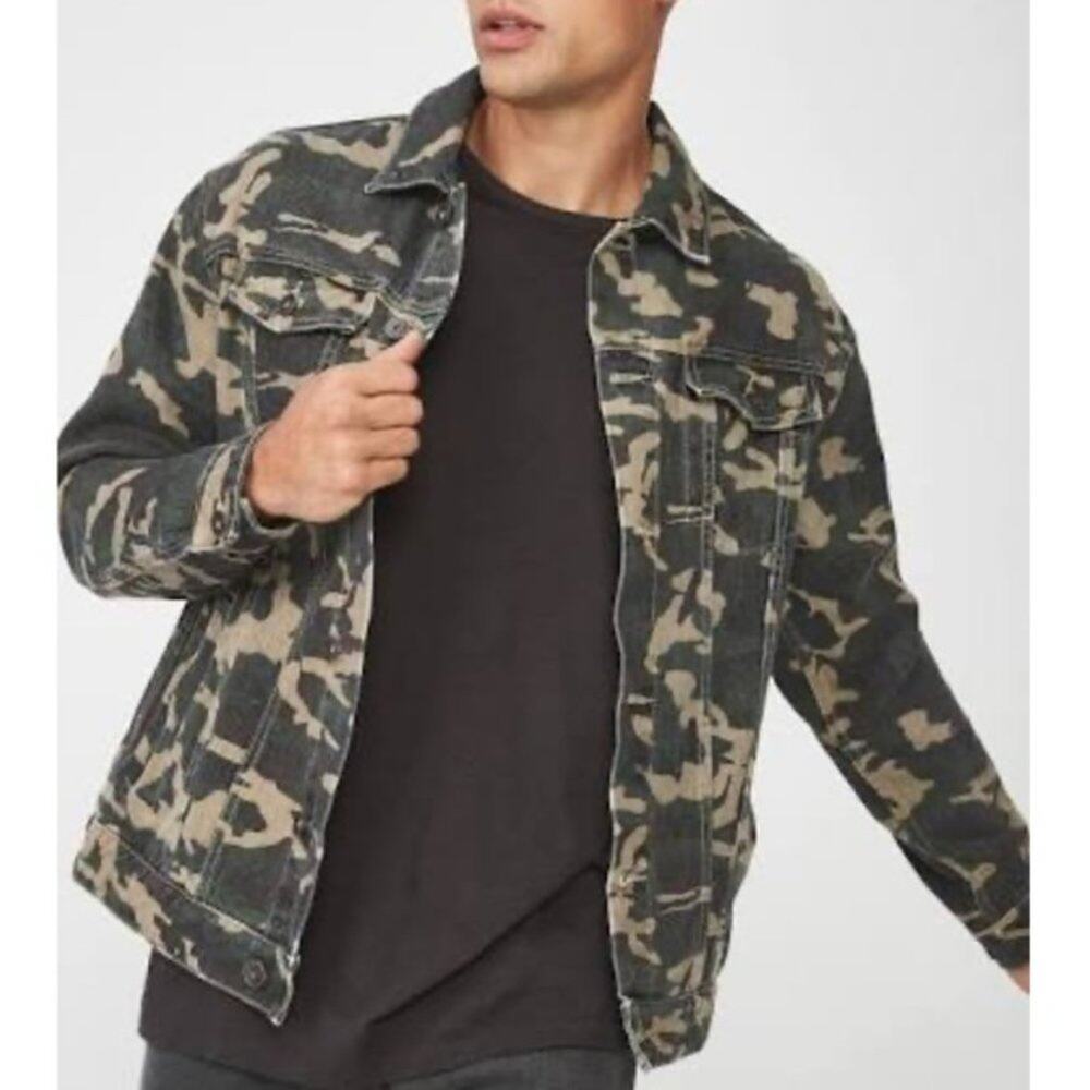 CYPRESS HILL denim jacket men's camo green & gray size MEDIUM - Picture 5 of 14
